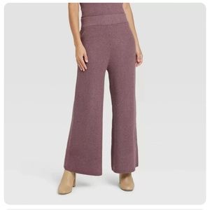 Women's Plus Size High-Rise Ribbed Sweater Wide Leg Pants